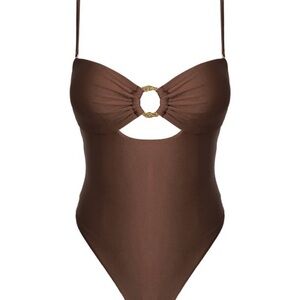 Sophisticated Brown One-Piece Swimsuit